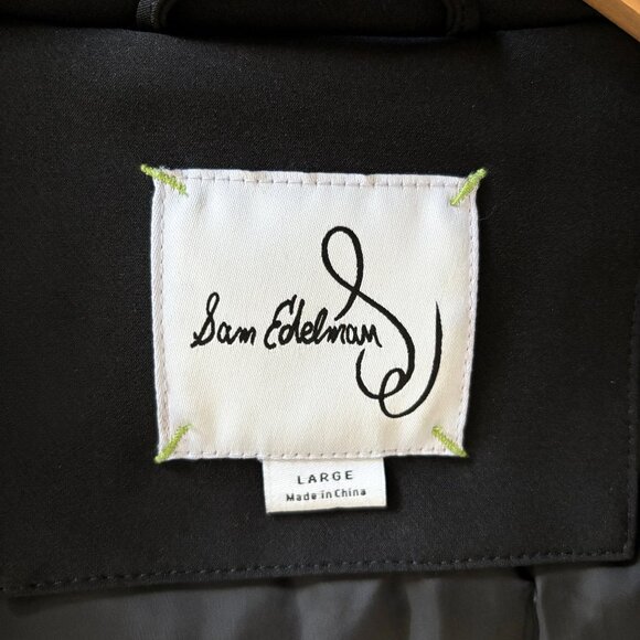 Sam Edelman Asymmetric Zip Parka Black Winter Puffer Coat Womens Large - Picture 12 of 17